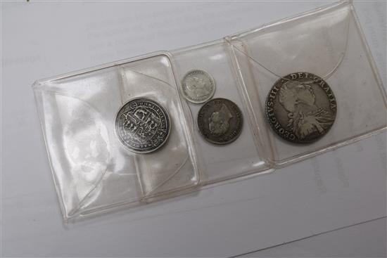 A quantity of Georgian silver coins, mainly shillings